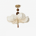 Floralis Fabric Ceiling Light in Walnut and Brass – Modern Flush Mount for Living Room and Bedroom