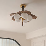 Solyntha Wooden Petal Ceiling Light with Glass Globes