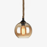 Mariner Rope Pendant Light – Hand-Twisted Hemp Rope with Amber Glass Globe