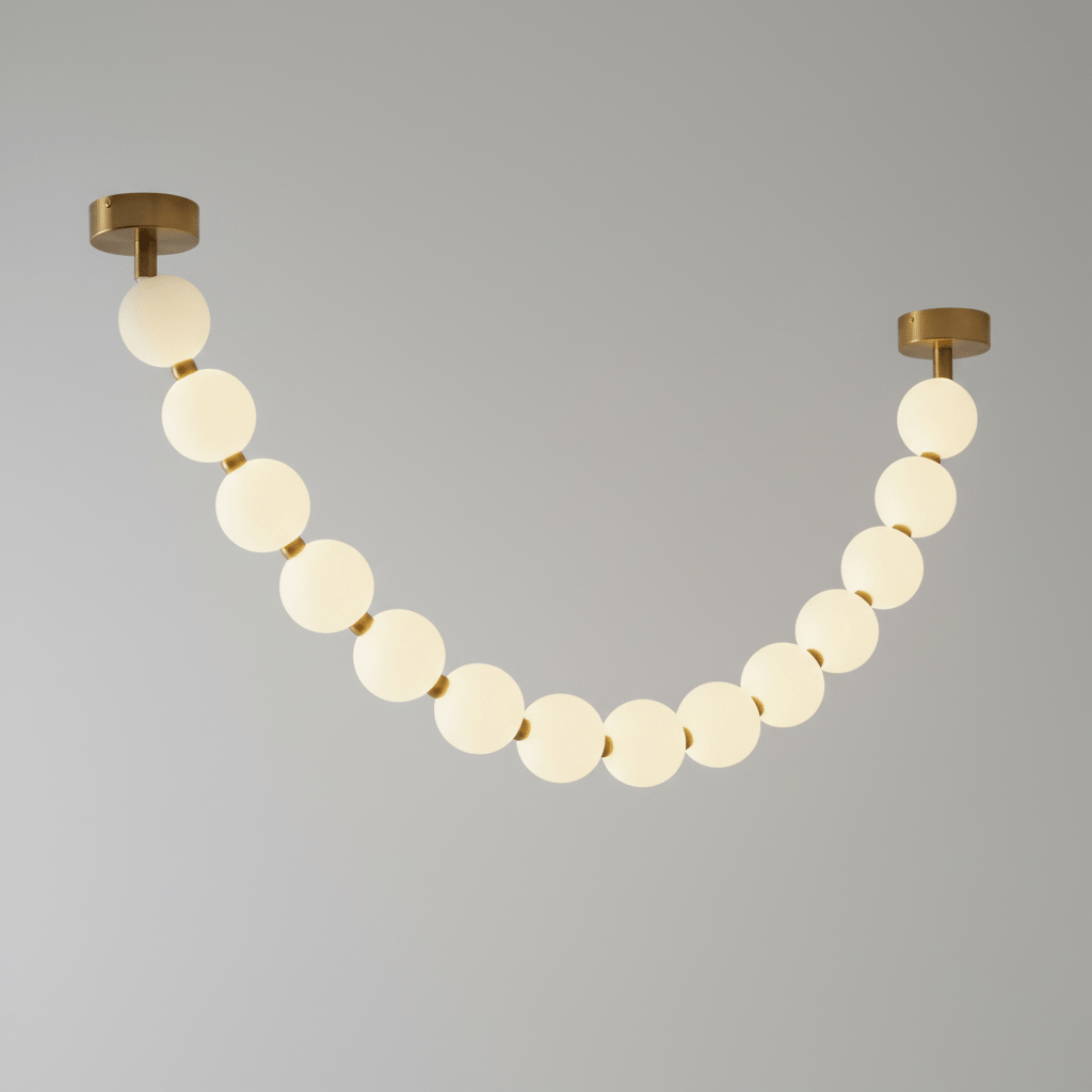 Pearl Glass Ball Chandelier – Modern Gold LED Pendant Light