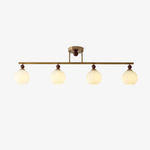 Orbis Quartet Linear Semi-Flush Ceiling Light in Brass and Walnut
