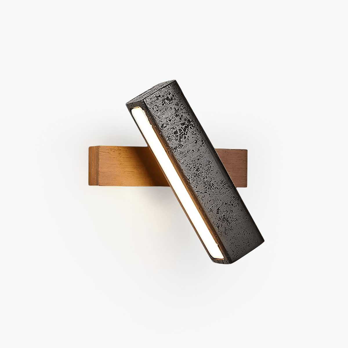Elias Wall Sconce in Black Travertine and Walnut Wood