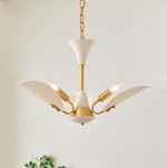 Liora Blossom Modern Floral Chandelier in Gold Brass and White Glass