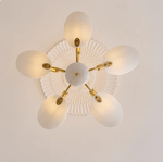 Liora Blossom Modern Floral Chandelier in Gold Brass and White Glass