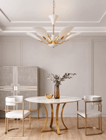 Liora Blossom Modern Floral Chandelier in Gold Brass and White Glass