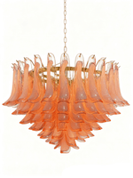 Blush Pink Murano Glass Chandelier with Gold Finish