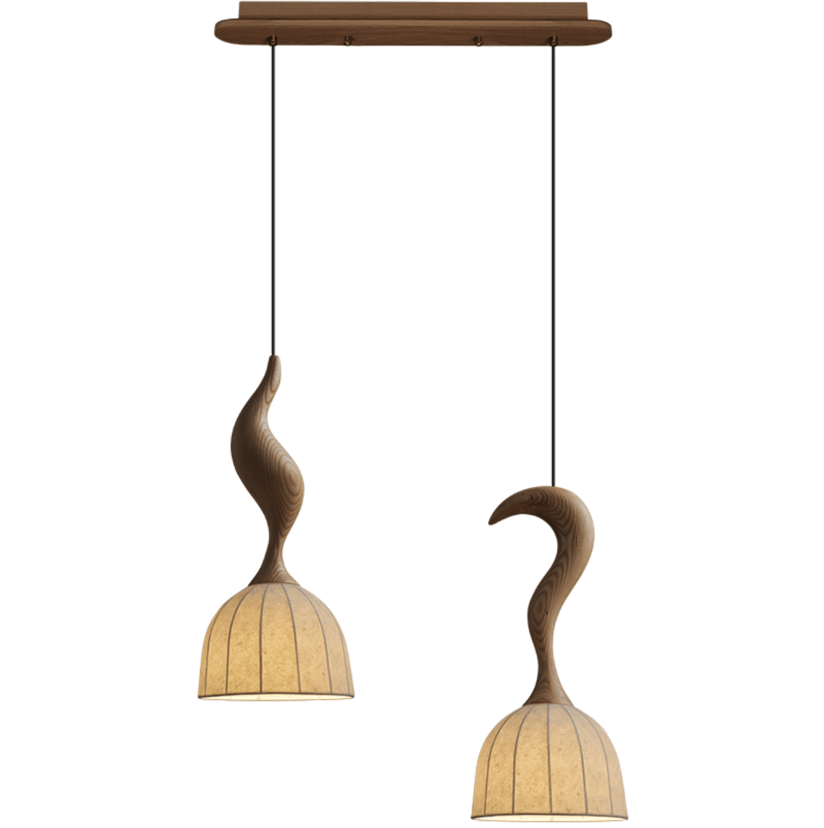 Elowen Twisted Wood Pendant Light – Sculptural Designer Ceiling Lamp
