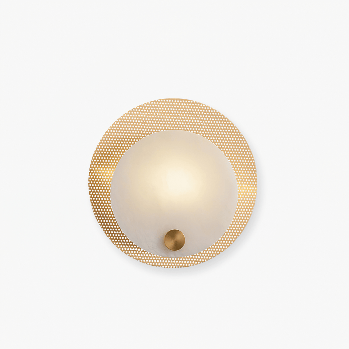 Lumen Alabaster Wall Sconce in Gold with White Alabaster Shade