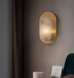 Perforated Oval Wall Sconce in Alabaster and Gold