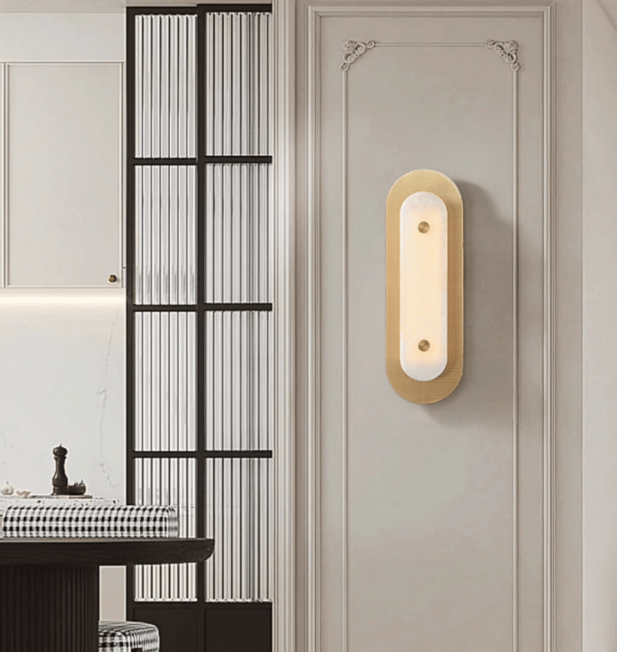 Aurelia Perforated Alabaster Wall Sconce in Gold