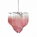 Blush Pink Glass Prism Chandelier with Gold Accents