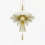 Golden Radiance Chandelier – Modern Layered Metal Pendant for Dining Room and Living Space