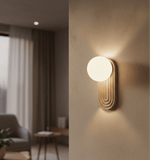 Arco Travertine Wall Sconce – Modern Natural Stone Bedside Lamp