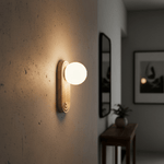 Arco Travertine Wall Sconce – Modern Natural Stone Bedside Lamp