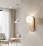 Arco Travertine Wall Sconce – Modern Natural Stone Bedside Lamp