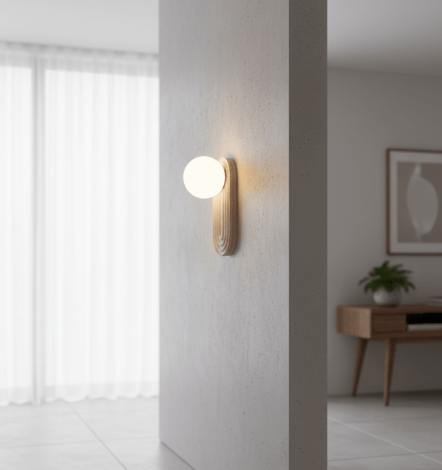 Arco Travertine Wall Sconce – Modern Natural Stone Bedside Lamp