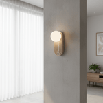 Arco Travertine Wall Sconce – Modern Natural Stone Bedside Lamp