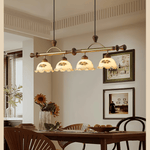 Art Deco Floral Glass Pendant Light with Walnut Wood and Gold Accents