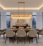 Eloria Glass Linear Chandelier – Modern Fluted Glass Pendant Light