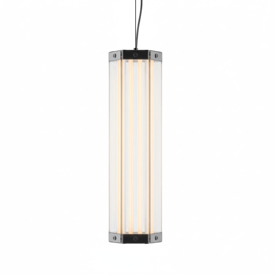 Hexagonal Glass Pendant Light with Integrated LED, Modern Minimalist Ceiling Lamp
