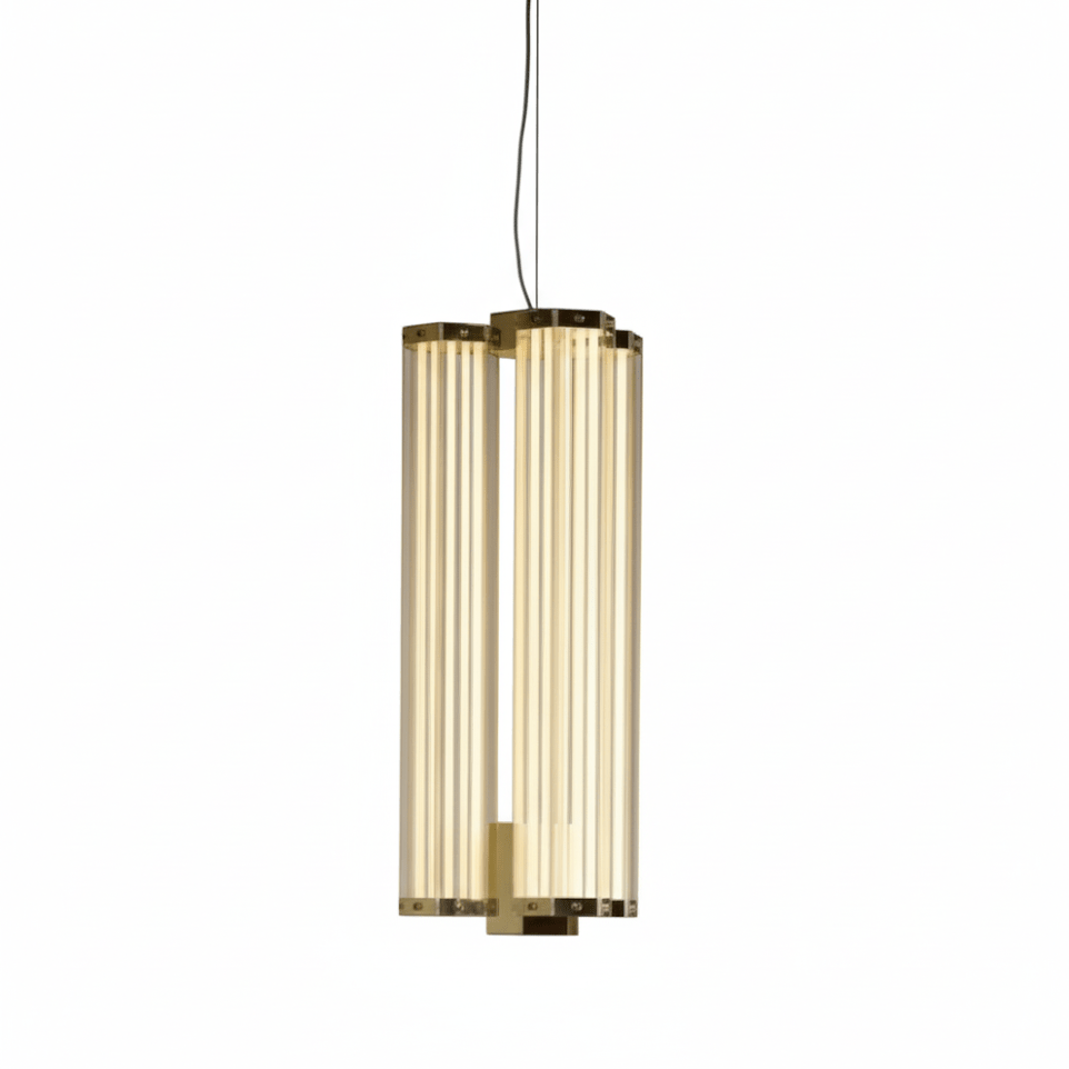 Hexagonal Glass Pendant Light with Integrated LED, Modern Minimalist Ceiling Lamp