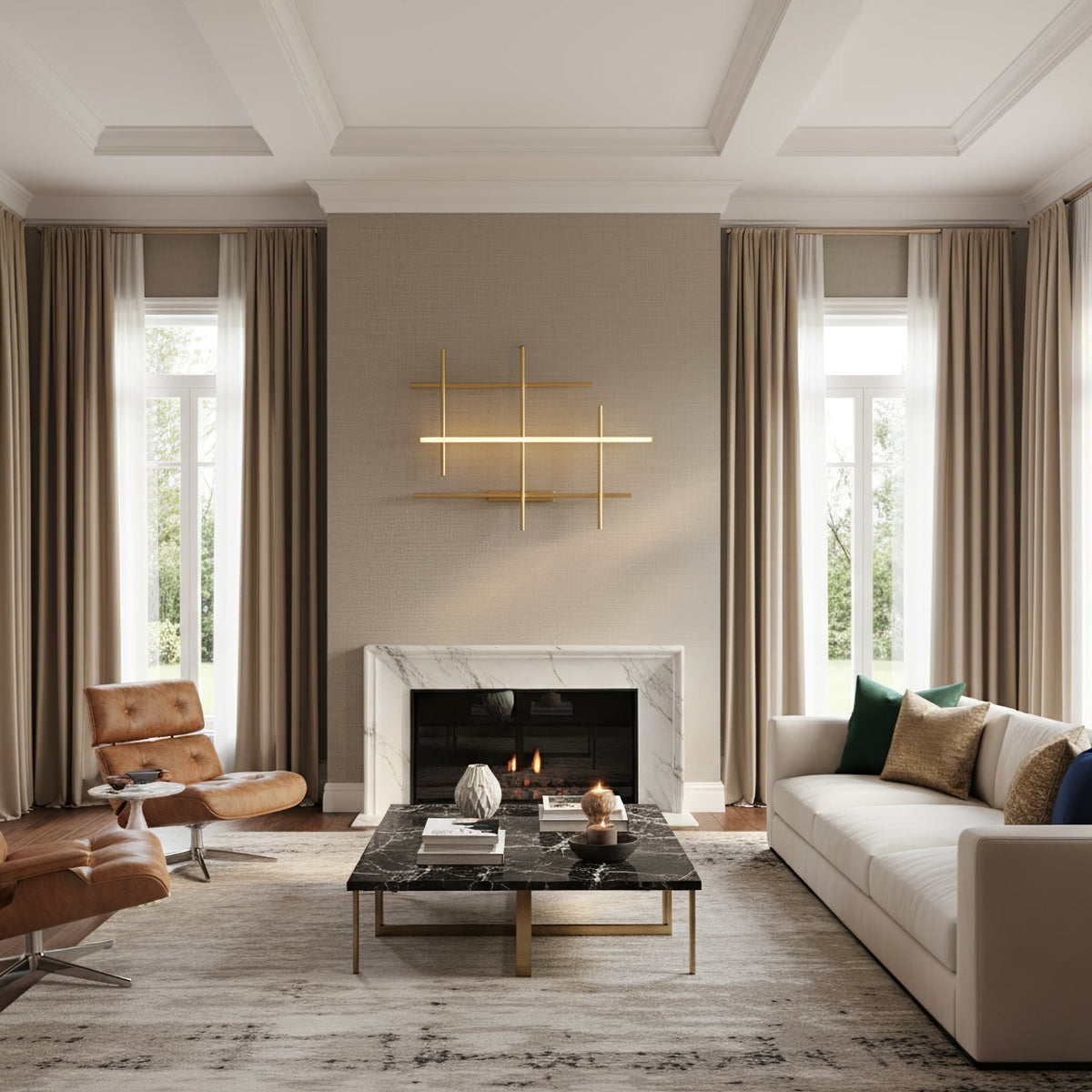 Geometric Linear LED Wall Sconce in Gold for Modern Interiors
