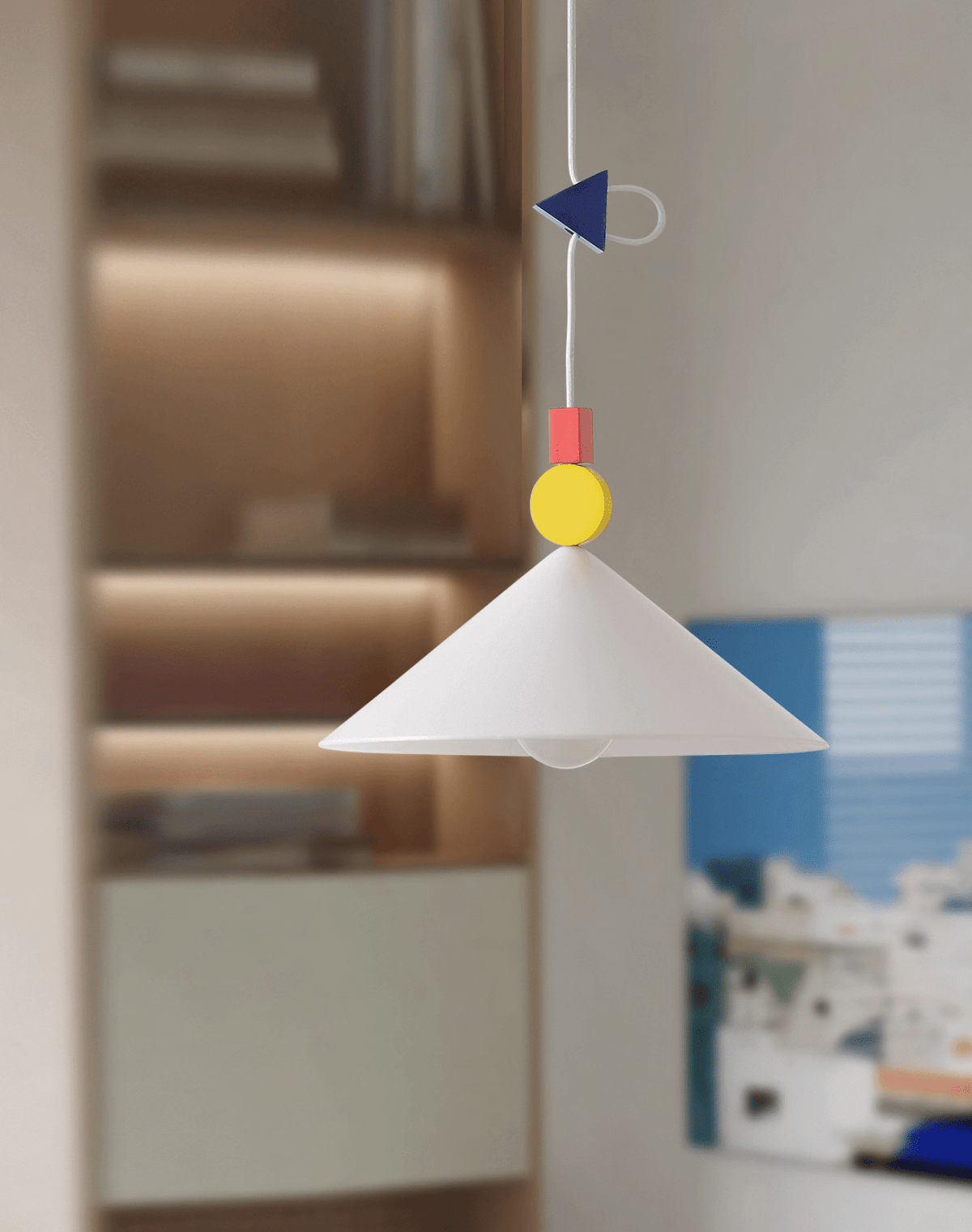 Whimsical Memphis-Style Pendant Light with Geometric Shades