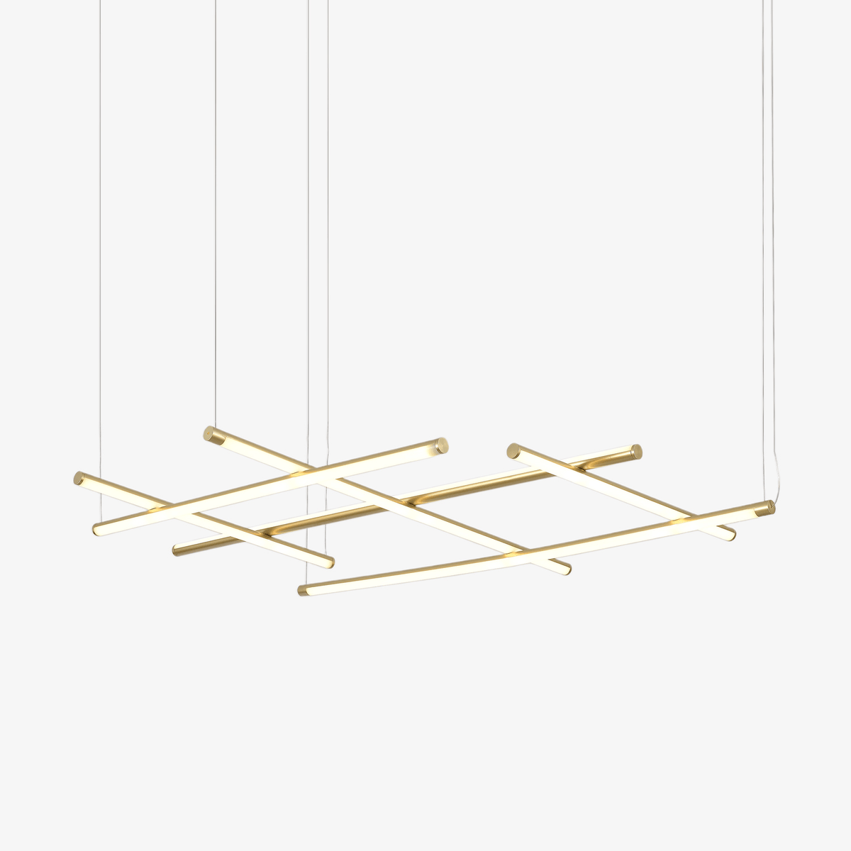 Linear Grid LED Pendant Light in Black or Gold | Modern Geometric Chandelier