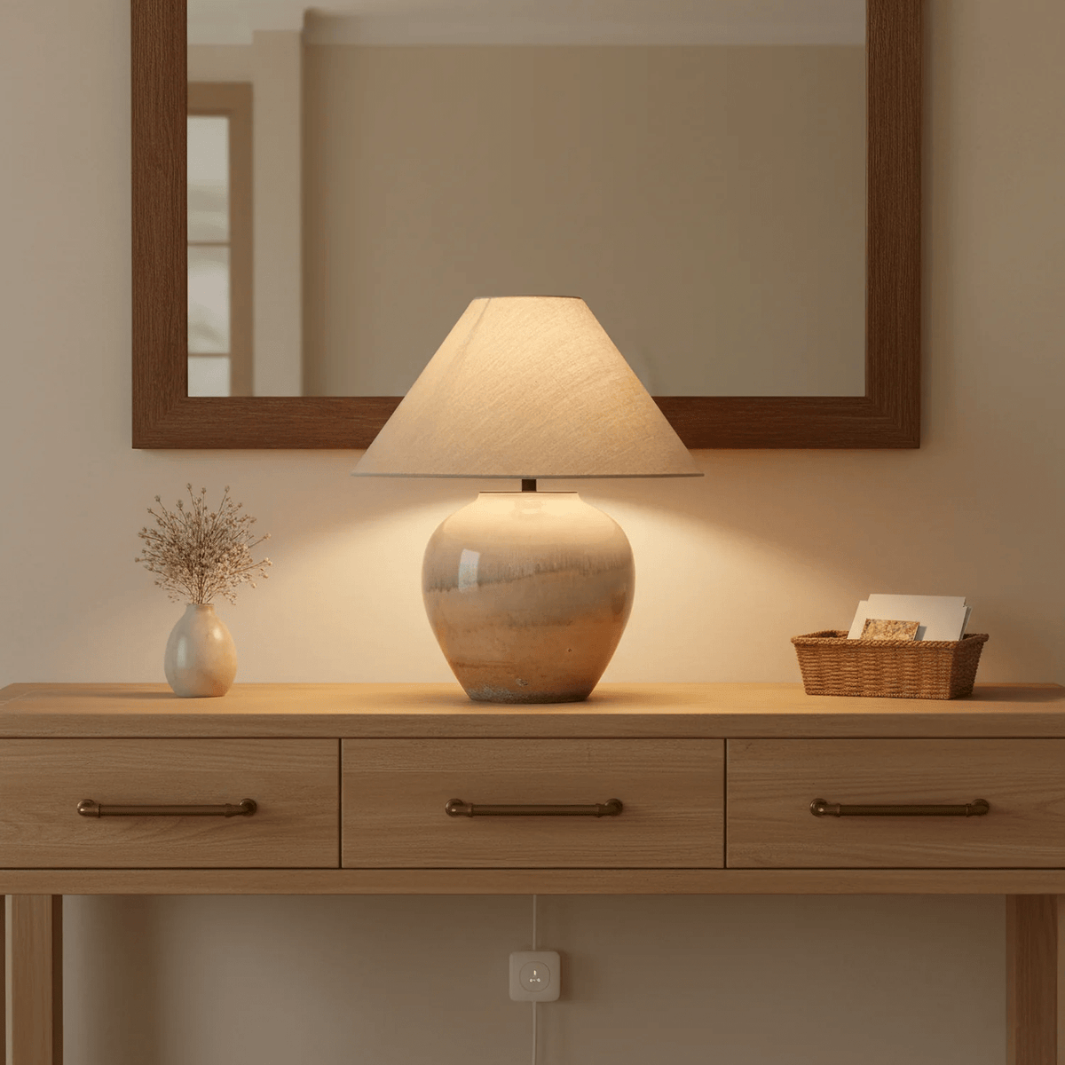 Artisan Gradient Ceramic Jar Table Lamp with Linen Shade