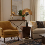 Gilded Fan Table Lamp – Modern Gold Metal Accent Light for Bedroom & Living Room