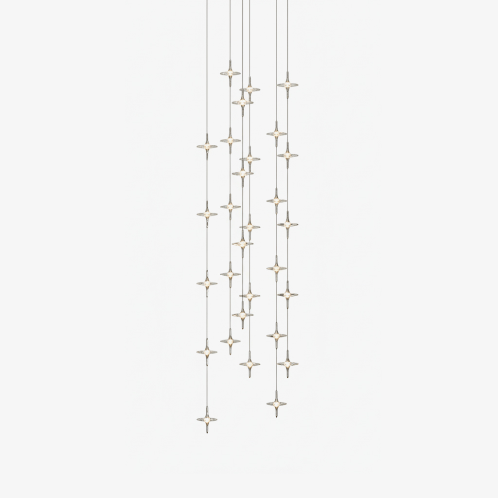 Starfall Staircase Chandelier – Modern Crystal Pendant Light for Contemporary Interiors