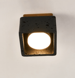 Lava Cube Ceiling Light in Black Travertine and Walnut