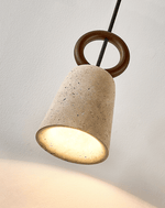 Bellstone Travertine Pendant Light – Natural Stone & Wood Hanging Lamp