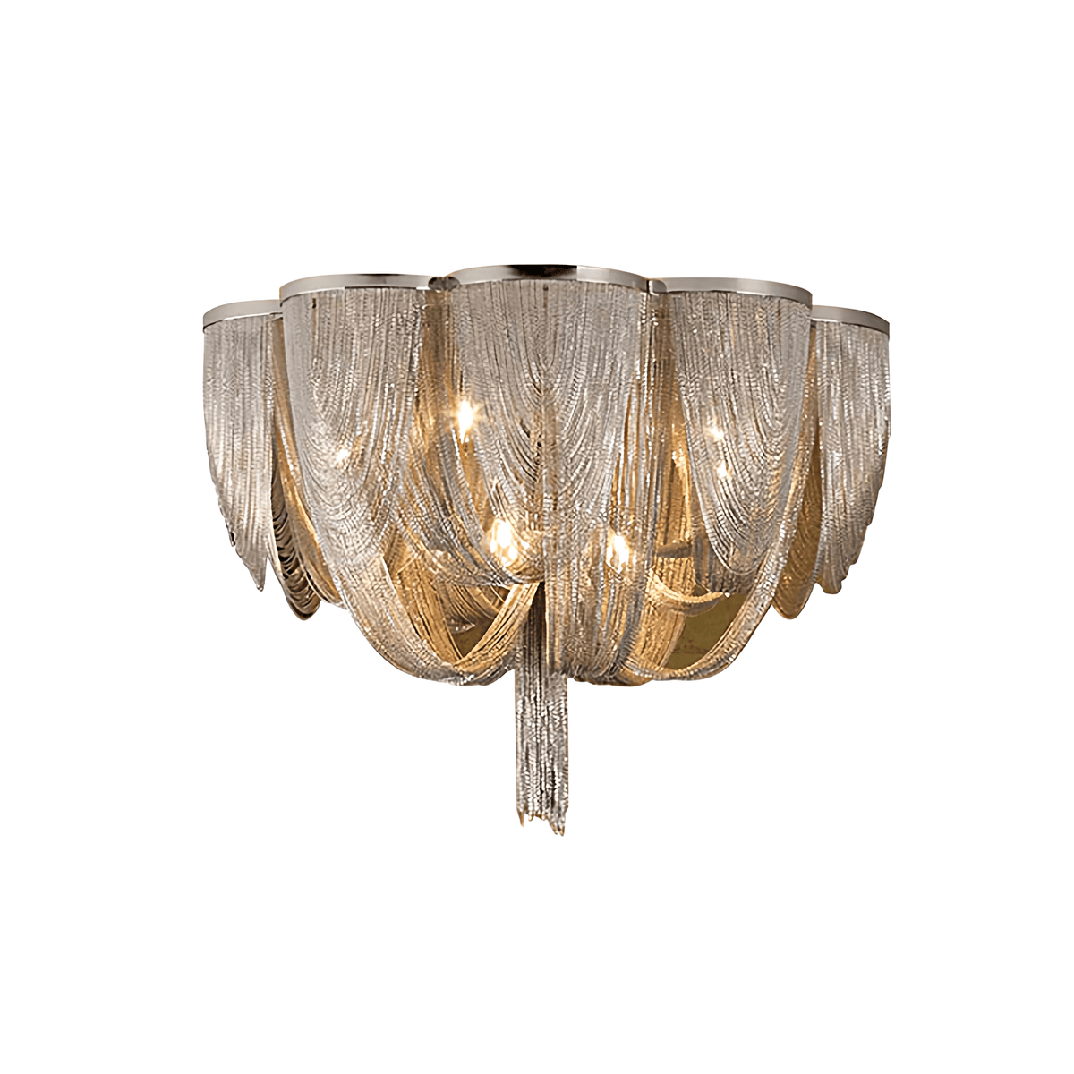Cascading Chain Tassel Ceiling Light in Silver or Gold