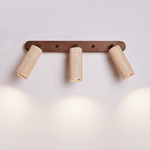 Travertine Triple Spotlight Wall Sconce in Walnut Wood