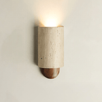 Travertine Cylinder Wall Sconce with Cap – Modern Natural Stone Lighting