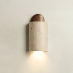 Travertine Cylinder Wall Sconce with Cap – Modern Natural Stone Lighting