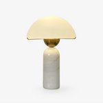 Dome Mushroom Table Lamp with Marble Base and Gold Accents