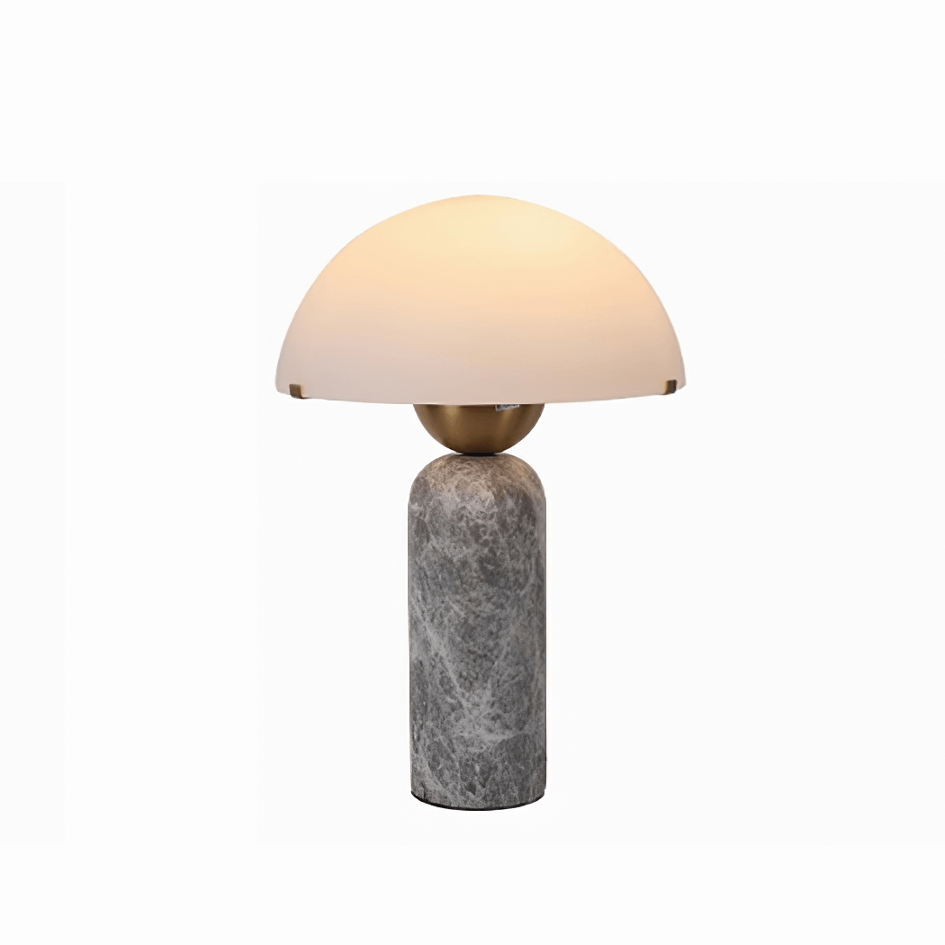 Dome Mushroom Table Lamp with Marble Base and Gold Accents