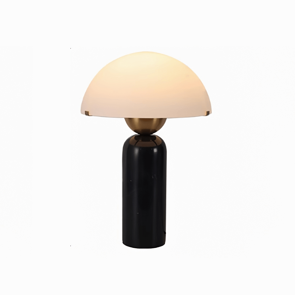 Dome Mushroom Table Lamp with Marble Base and Gold Accents