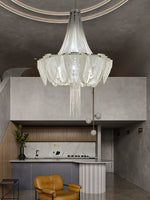 Silver Chain Tassel Chandelier – Art Deco Modern Pendant Light for Dining & Living Spaces