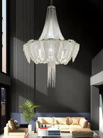 Silver Chain Tassel Chandelier – Art Deco Modern Pendant Light for Dining & Living Spaces