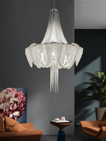 Silver Chain Tassel Chandelier – Art Deco Modern Pendant Light for Dining & Living Spaces