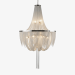 Silver Chain Tassel Chandelier – Art Deco Modern Pendant Light for Dining & Living Spaces