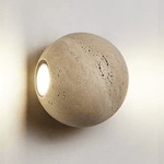 Travertine Globe Wall Sconce – Natural Stone Ambient Lighting