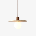 Travertine Globe Pendant Light with Wood Accent for Modern Interiors