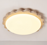 Travertine Scallop Edge Flush Mount Ceiling Light, Natural Stone LED