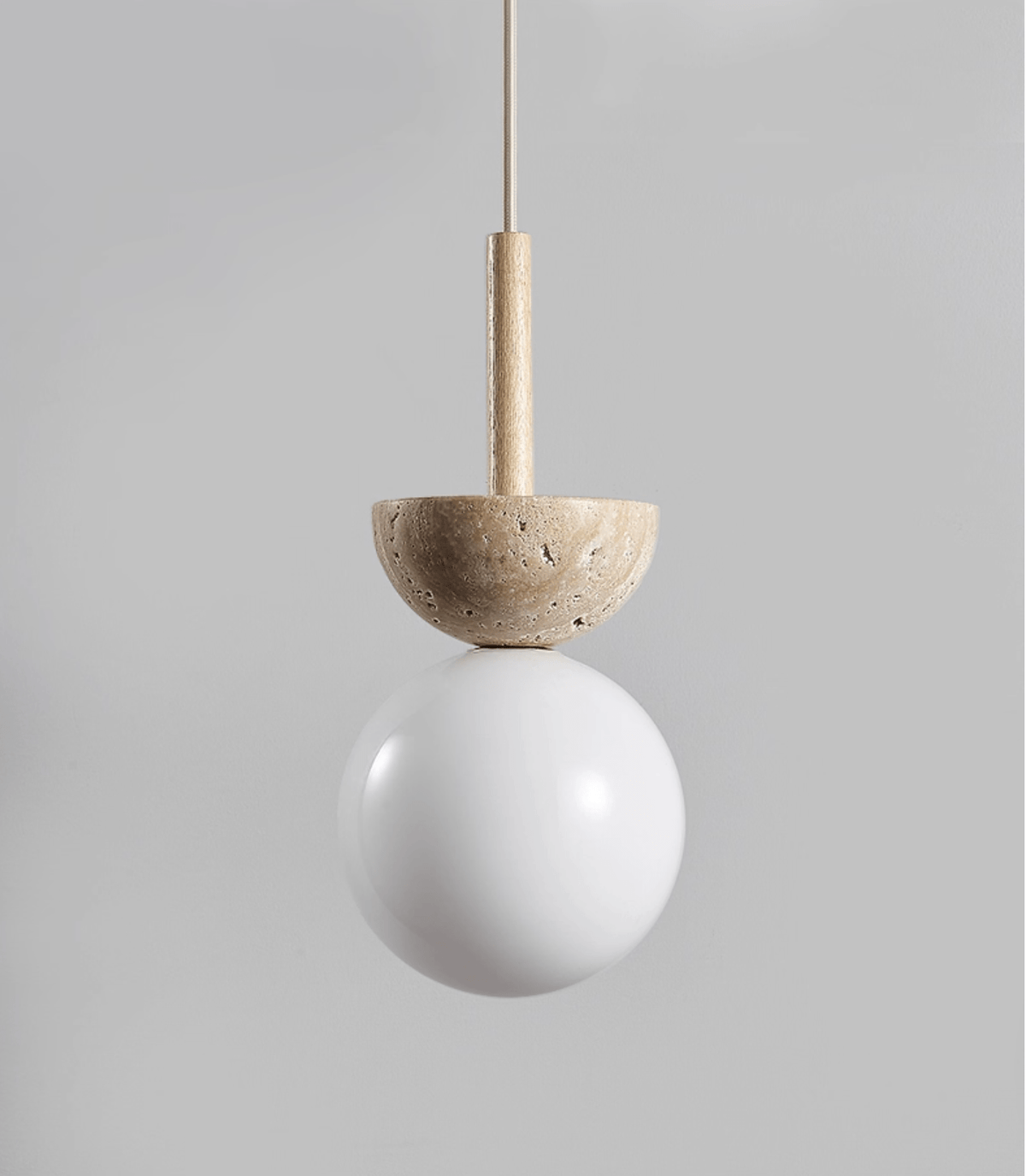 Travertine Half Duo Pendant Light – Natural Stone Modern Hanging Lamp