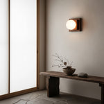 Layered Wood Globe Wall Sconce | Modern LED Wall Light for Bedroom & Living Room