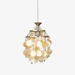 Shell Disc Pendant Light – Iridescent Crystal & Metal Chandelier